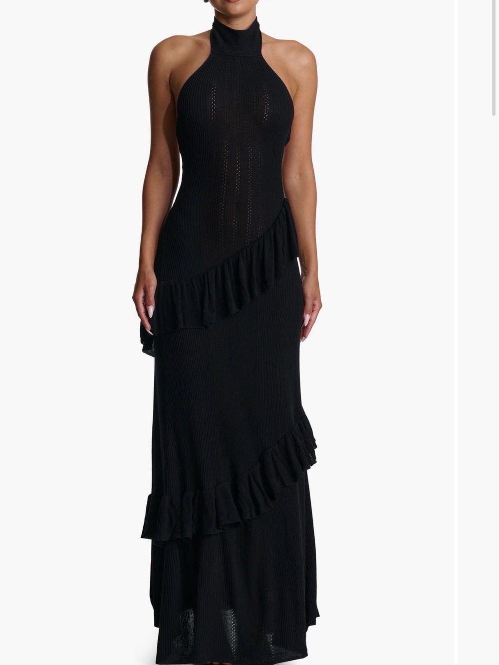 Naked wardrobe Pointelle Halter Maxi Dress
